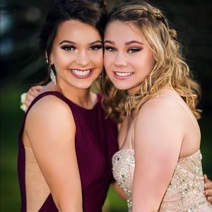 Jovani Wine Colored Prom Dress With Gorgeous Train